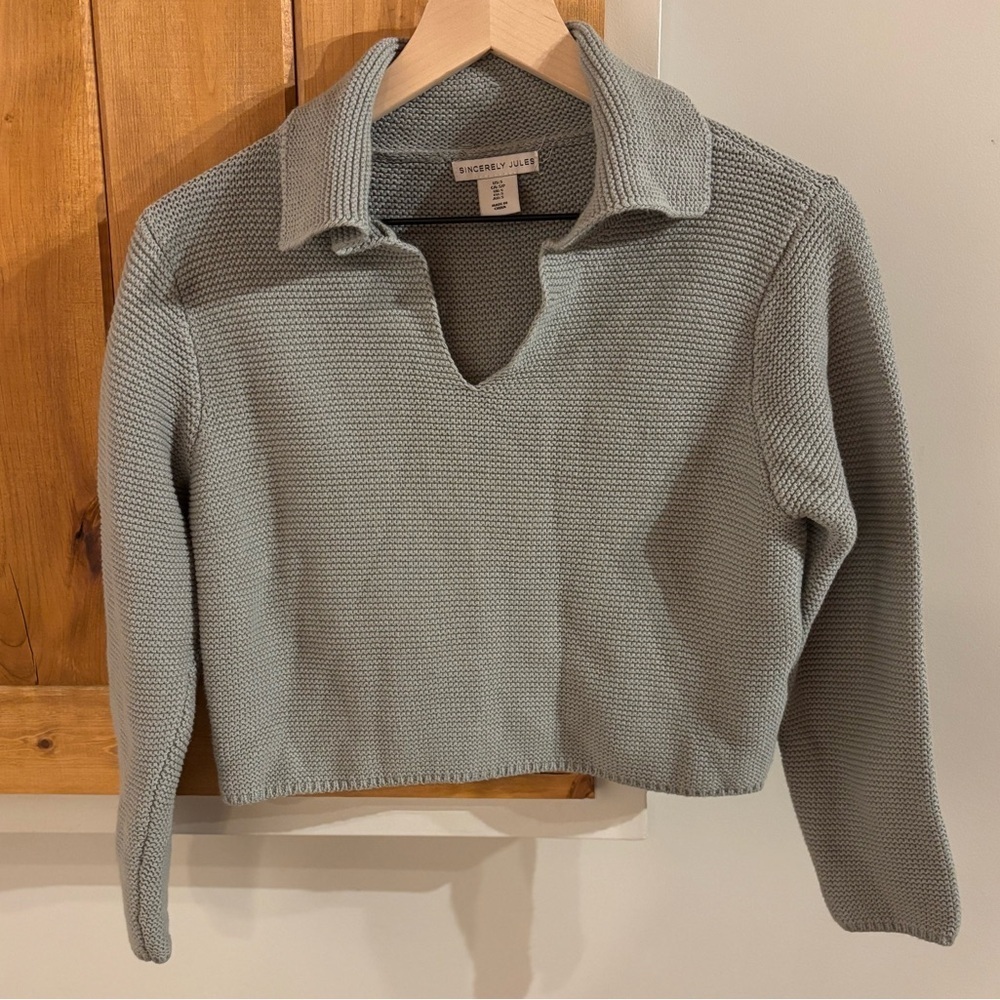 Light Gray-Blue color V-Neck Women's Sweater